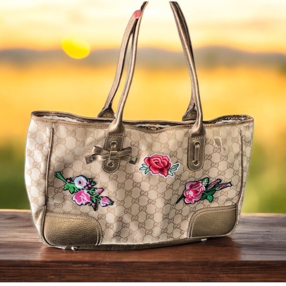 Gucci Customized Floral Embroidered Princy Tote - Picture 6 of 7